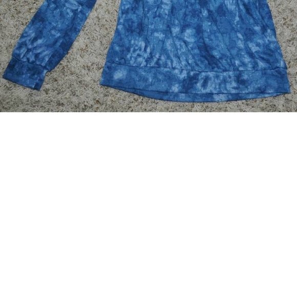 Womens Shirt Long Sleeve Self Esteem Blue Tie Dye Medium Round Neck Banded Hem - Picture 3 of 4